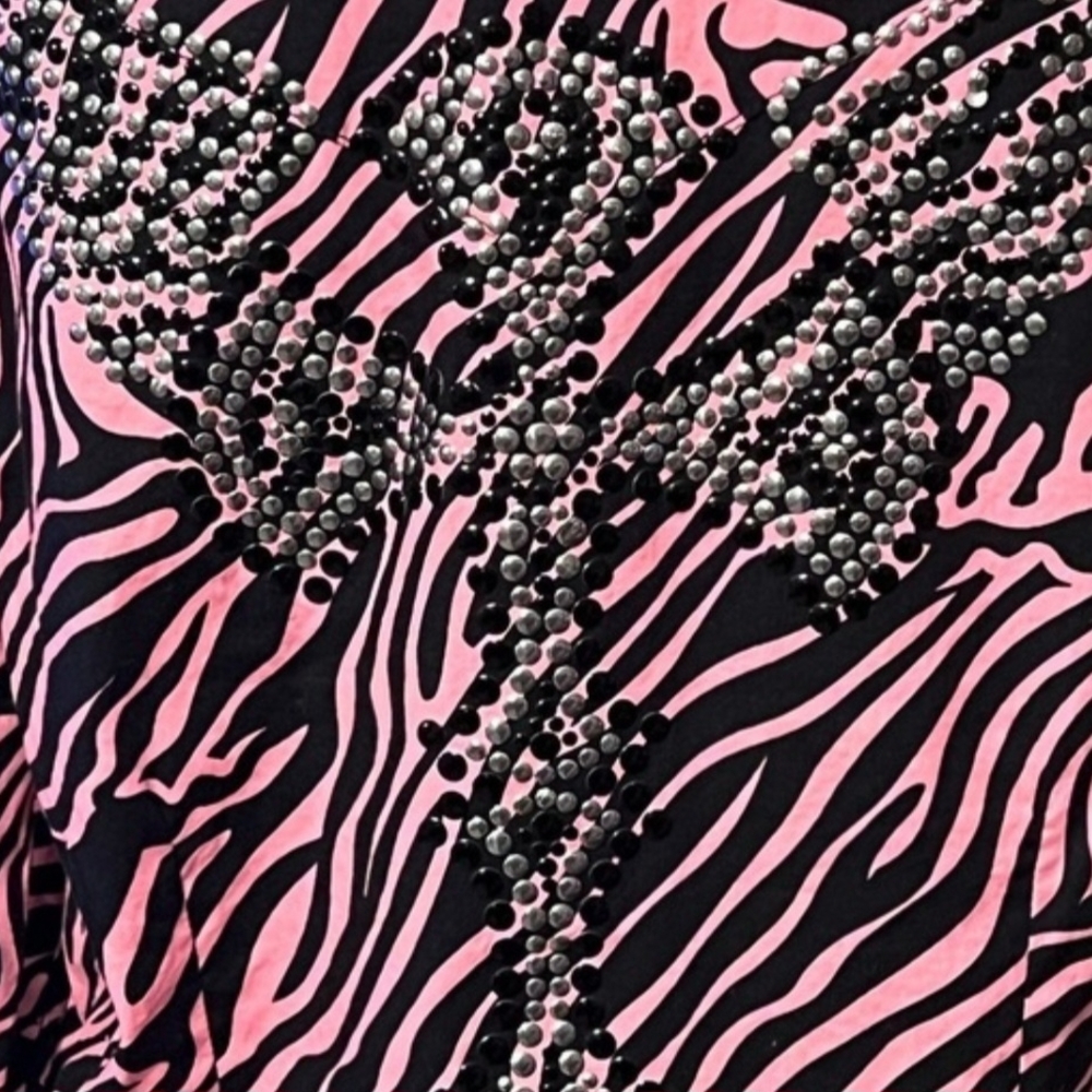 Pink and Black Zebra Print Button Down Shirt